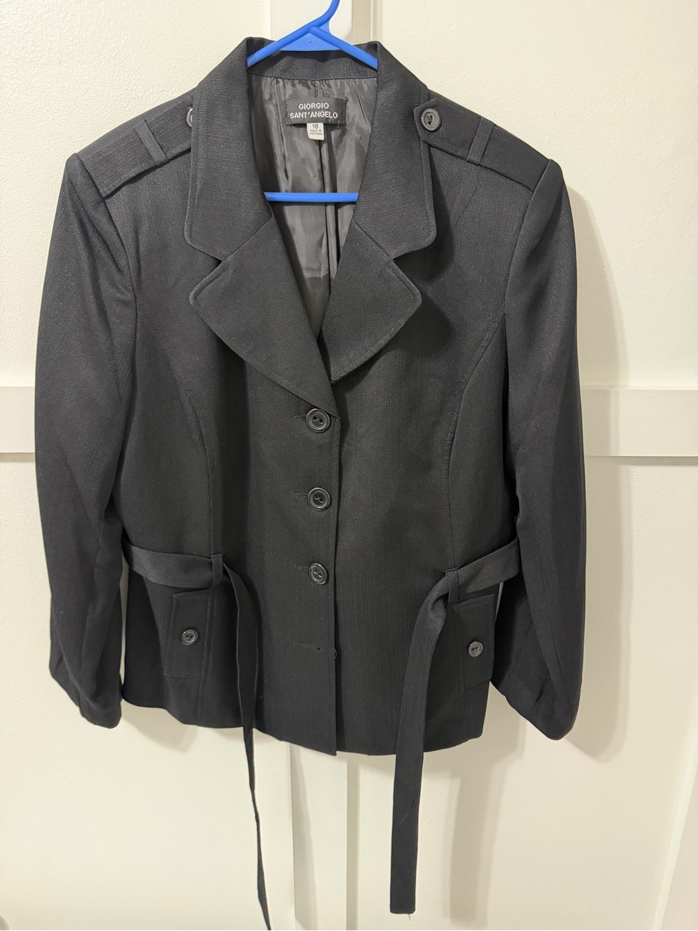 Black Military-Style Tailored Blazer